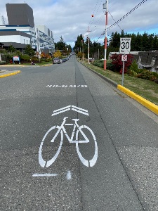 Birch Street bikeway with 30 km/hr and sharrow Birch Street bikeway with 30 km/hr and sharrow
