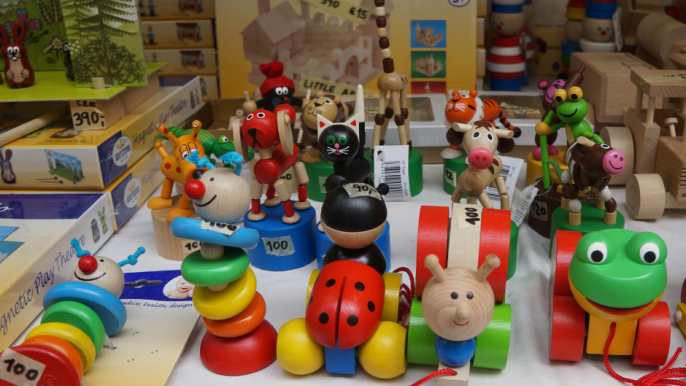 Wooden Toys in bright colours