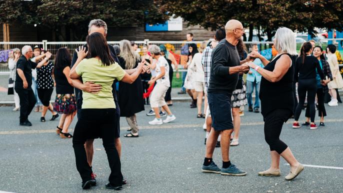 Dancing on the street.