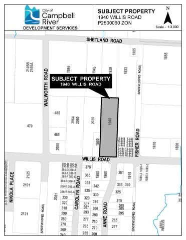 Subject property map for 1940 Willis Road
